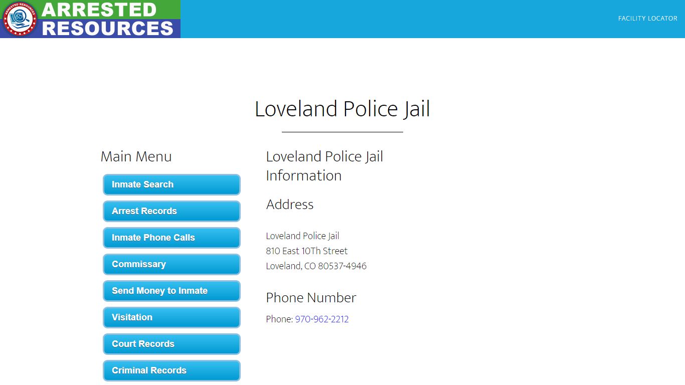 Loveland Police Jail - Inmate Search - Loveland, CO - Arrested Resources